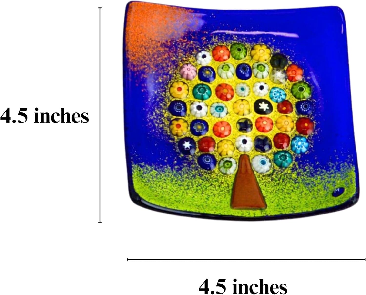 Via Graceffo Murano Glass Tree of Life Dish, Cobalt, Decorative Dish, Jewelry Tray, Jewelry Holder, Made in Italy (Medium)