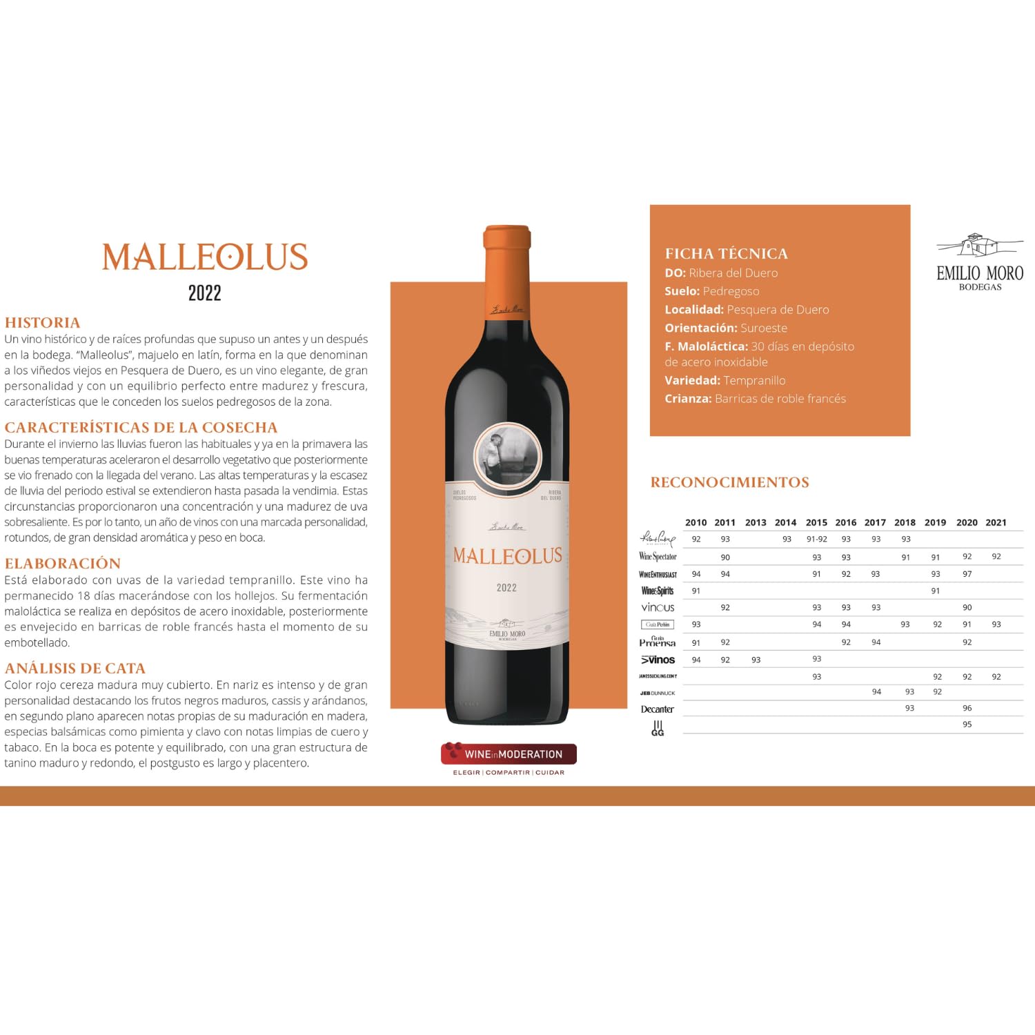 Malleolus - Vino Tinto Tempranillo | DO Ribera del Duero | Vendimia 2022 | Crianza en roble francés | Notas de frutos negros y especias | Cuerpo potente y equilibrado | 3 Botellas