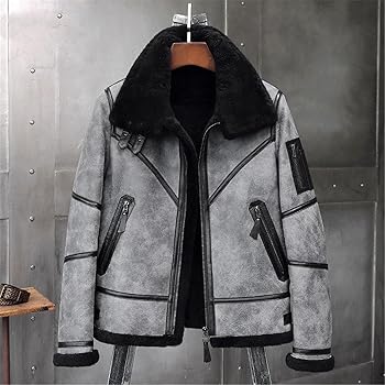 Kelsiop Sheepskin Shearling Coat Men's Lapel Motorcycle