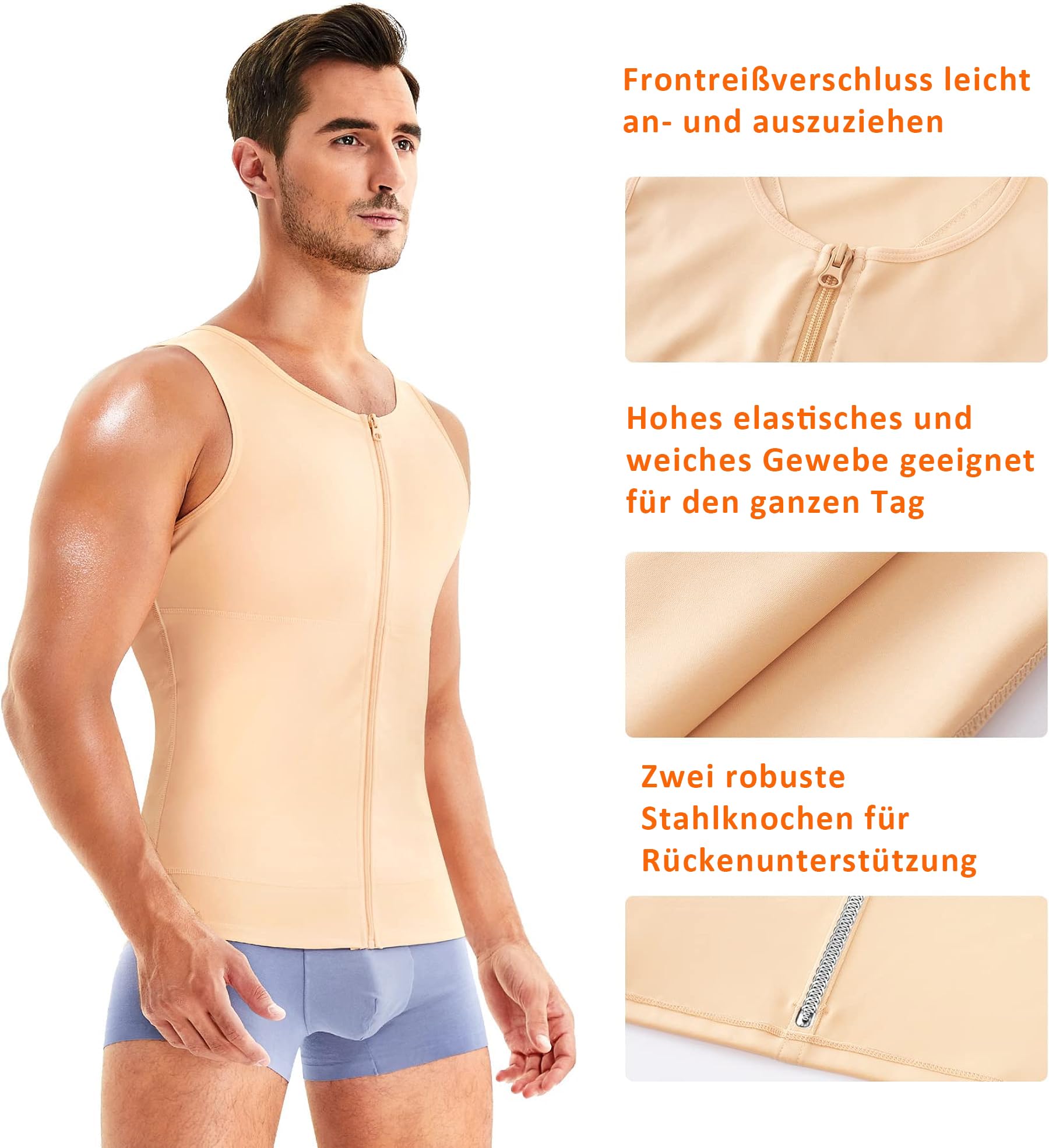 Gotoly Camiseta Reductora Hombre Compresión Faja Chaleco Faja Reductora Camiseta Elástica para Abdomen Ropa Interior Reductora Hombre Body Shaper