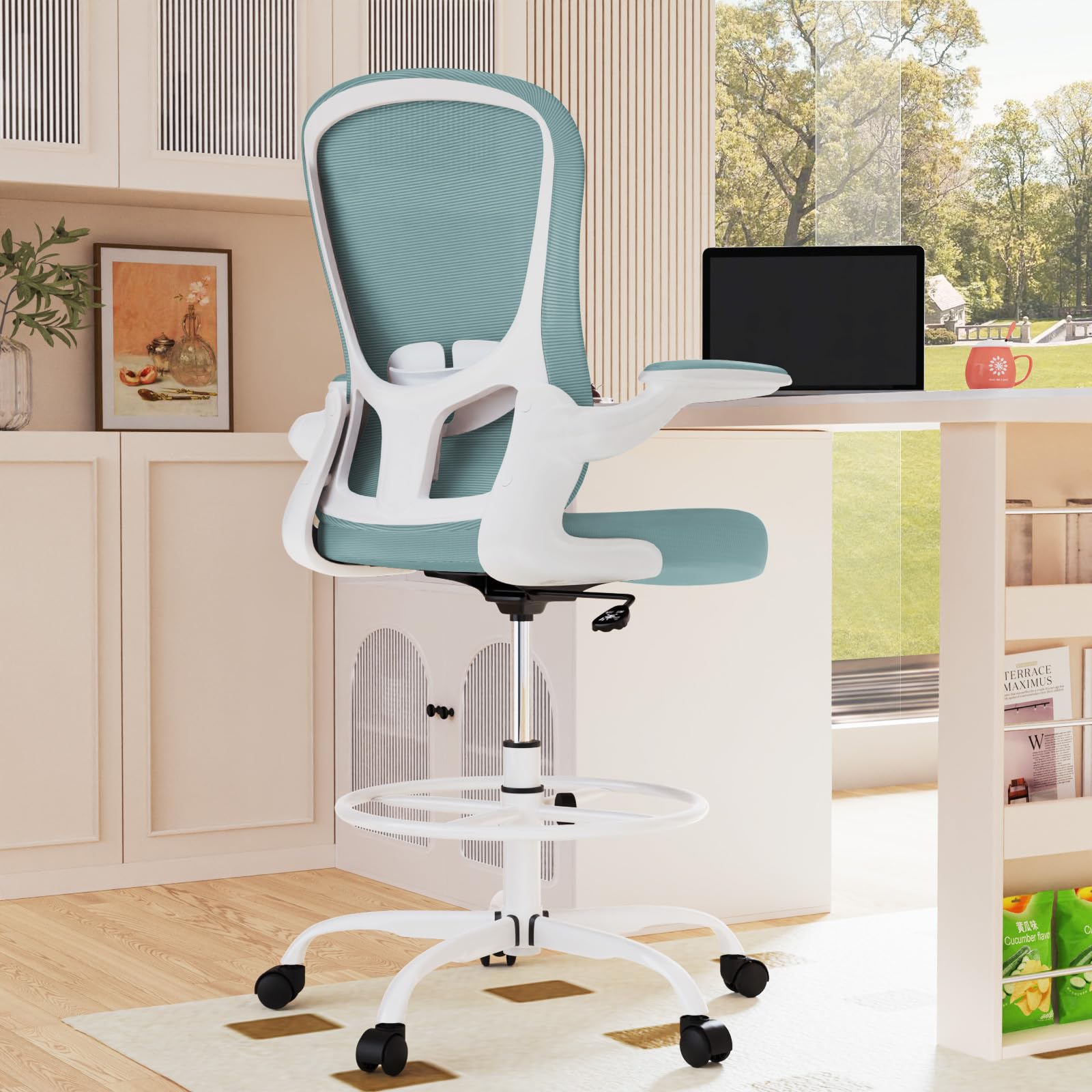 Silybon Light Blue/White Drafting Chair