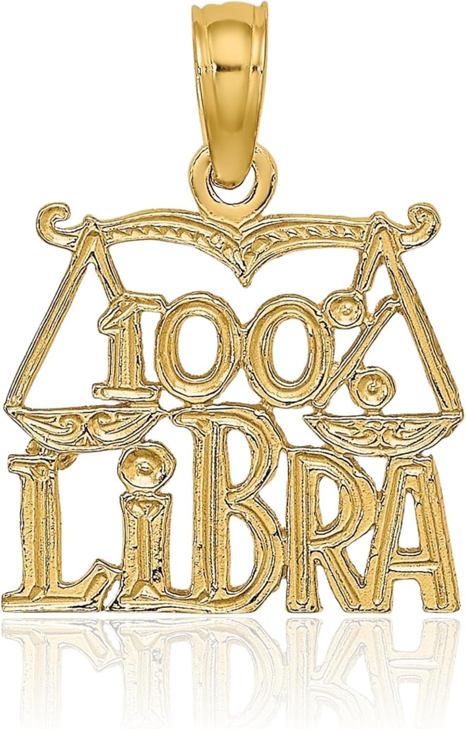 IceCarats 10K Solid Yellow Gold Small Libra Zodiac Pendant Necklace 15.4mm 5/8 inch Polished, Textured For Her