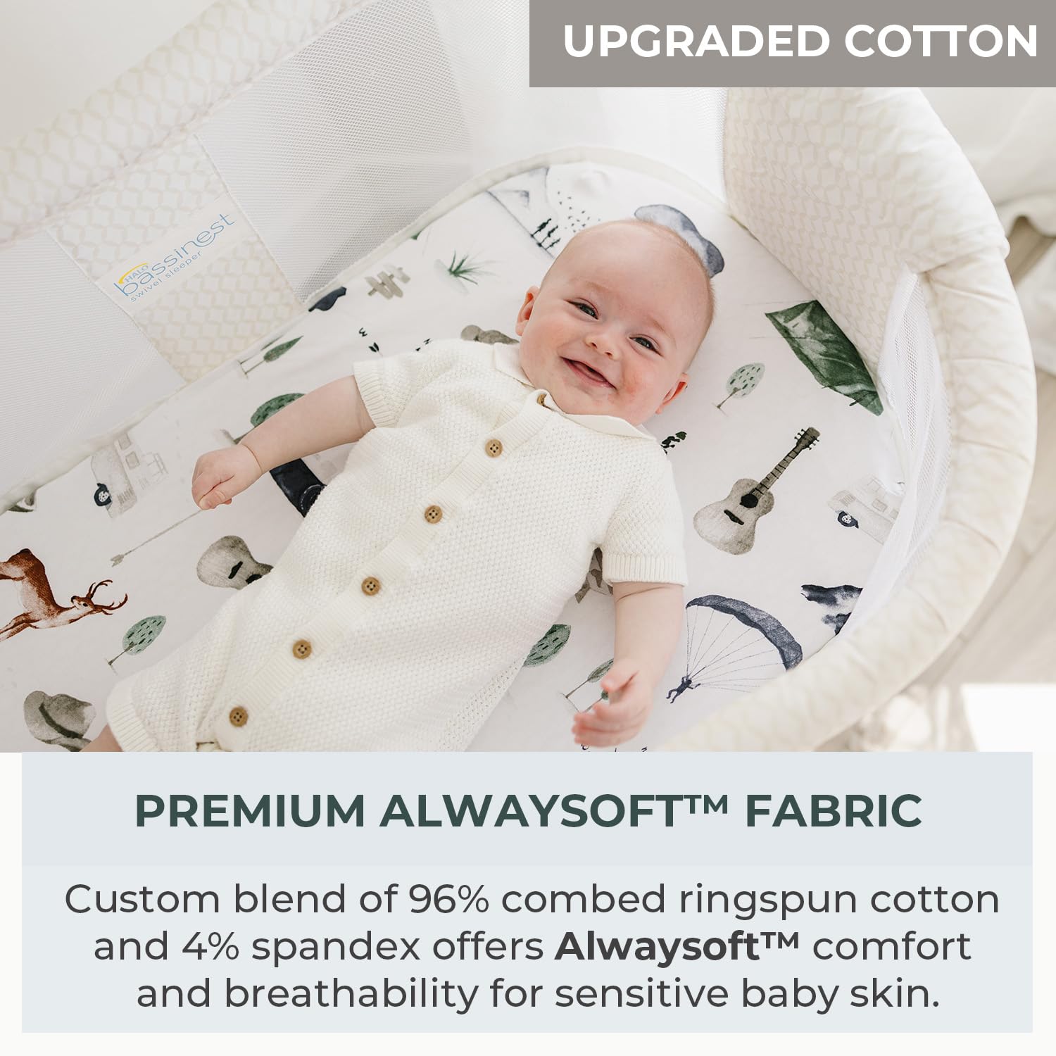 Pobibaby - Paquete de 2 sábanas de moisés premium para moisés estándar - Mezcla de algodón ultrasuave, elegante patrón de bosque, seguro y cómodo para el bebé (explorar)