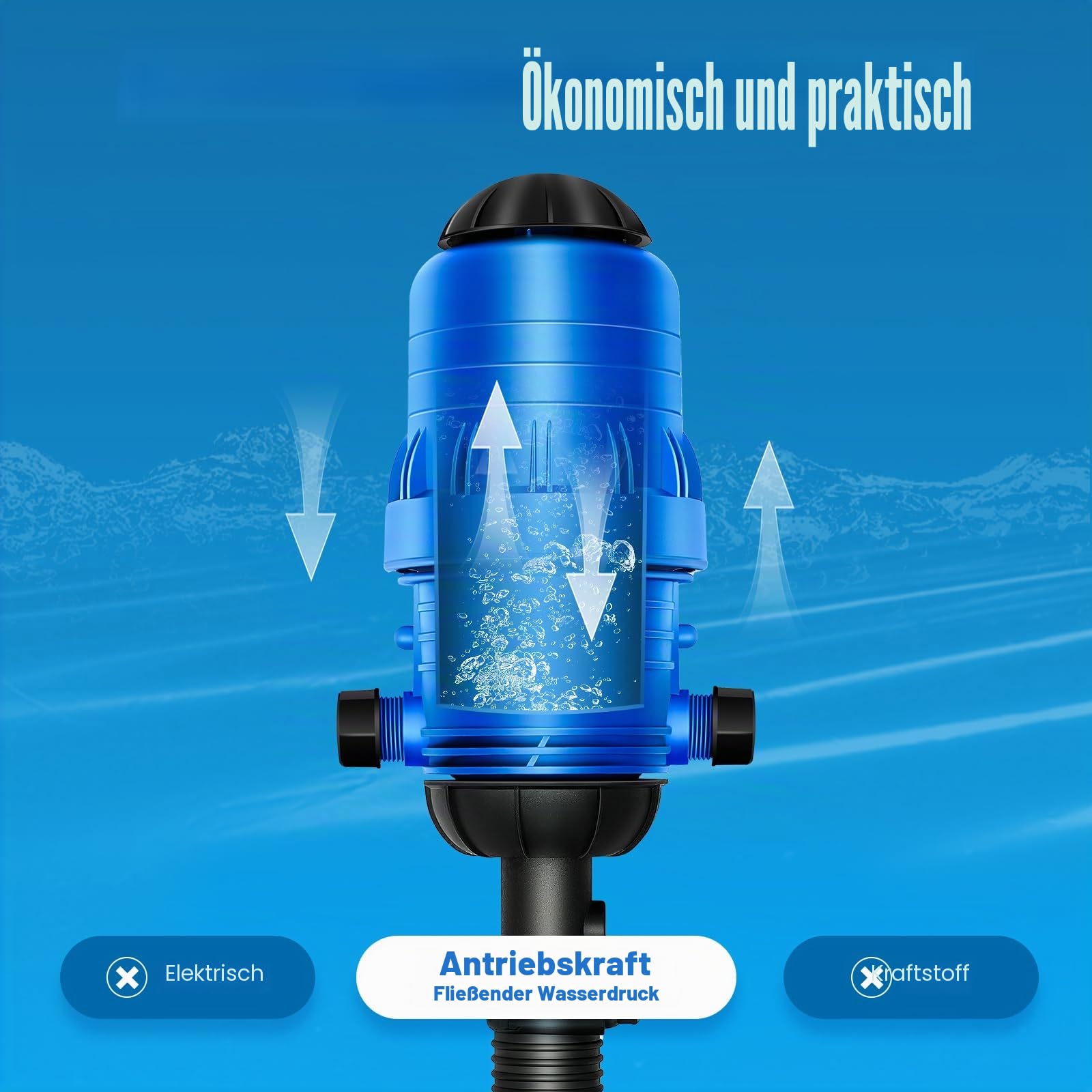 Dünger-Injektor 20-2500L/H, Bewässerungs-Dosierpumpe für Tropfbewässerung, 0.4-4%, Düngerdosierer mit Schlauch & Halterung, Düngemittelinjektor für Landwirtschaft Garten Gartenhaus