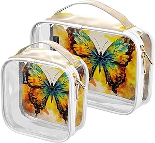 2Pcs Butterfly Cosmetic Bags,Clear Makeup Bag...