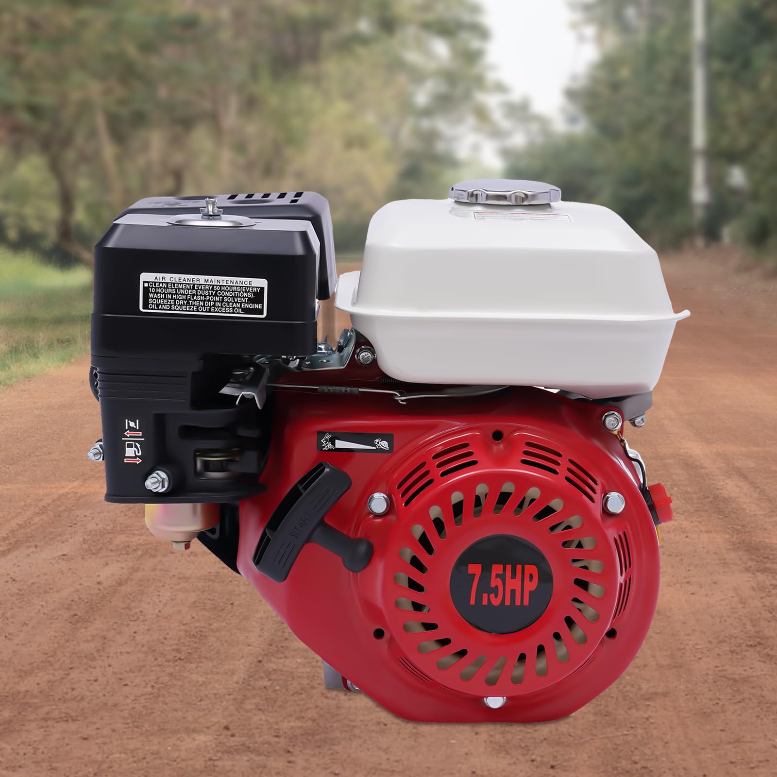 Motor de gasolina 4 tiempos 3000W 7.5CV motor térmico gasolina motor kart con eje refrigeración aire alarma falta de aceite arranque eléctrico 3.6l rojo