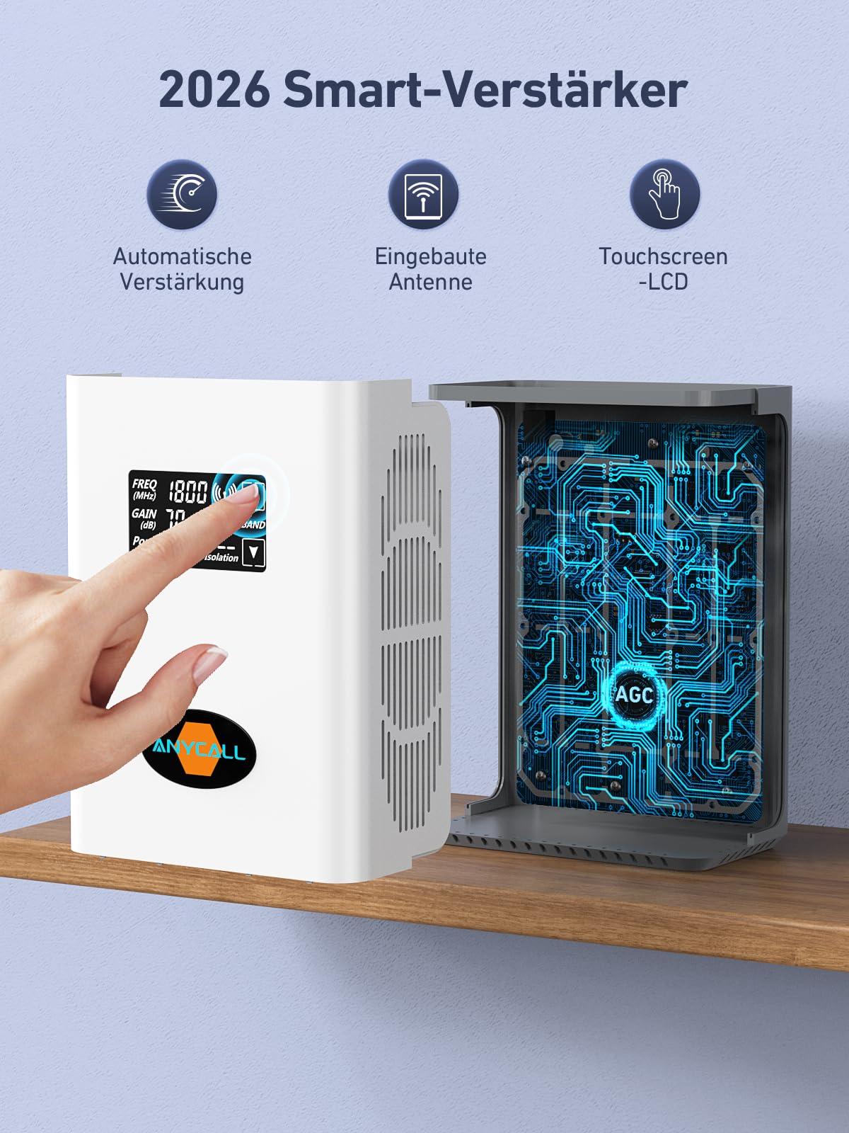 Mobilfunk Signalverstärker auf Band 1/3/7/20, Empfangsverstärker Handy für Zuhause, 5G 4G LTE GSM Repeater mit Hoher Verstärkung, Handynetz Verstärker für O2 E-Plus T-Mobile