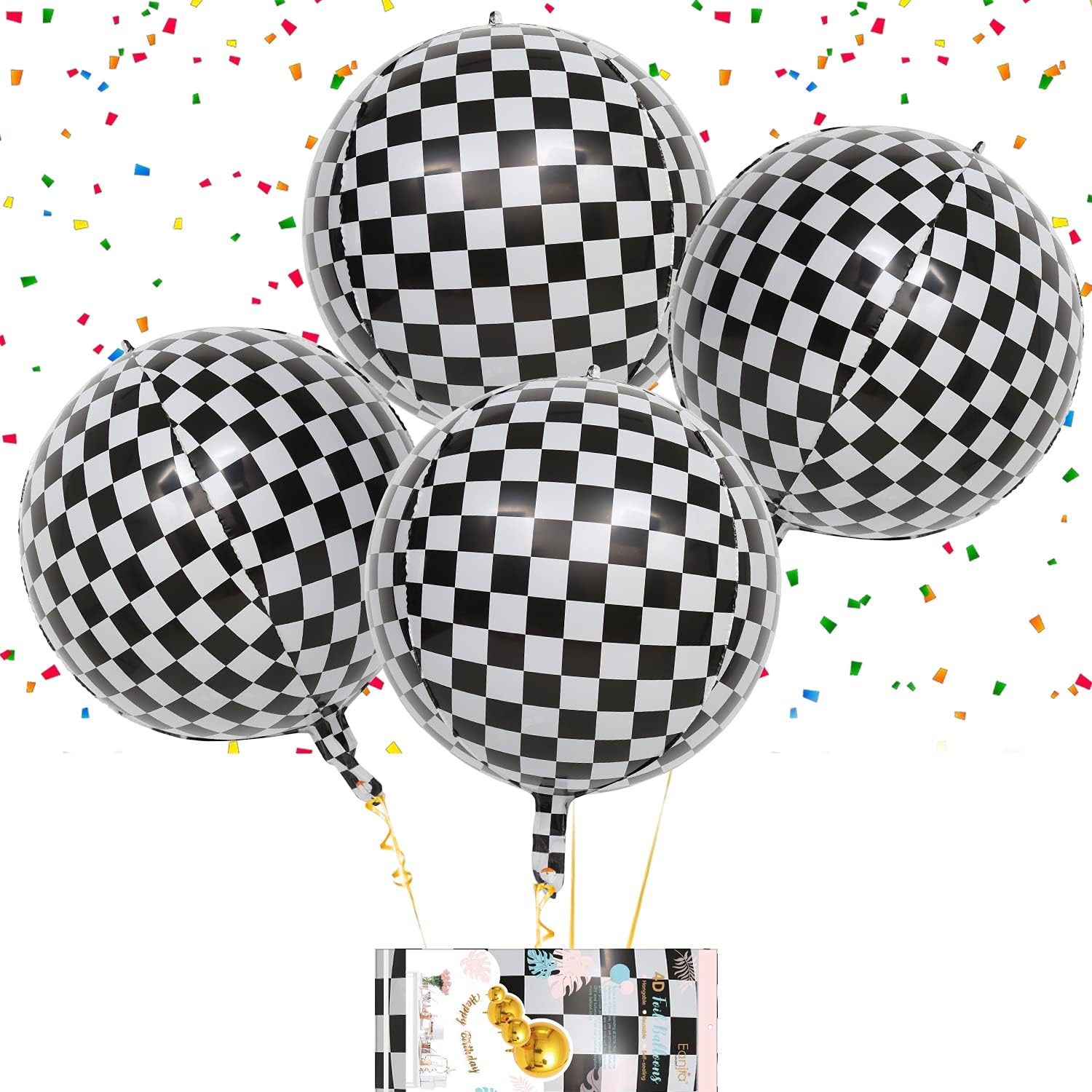 Black & White Plaid Balloons