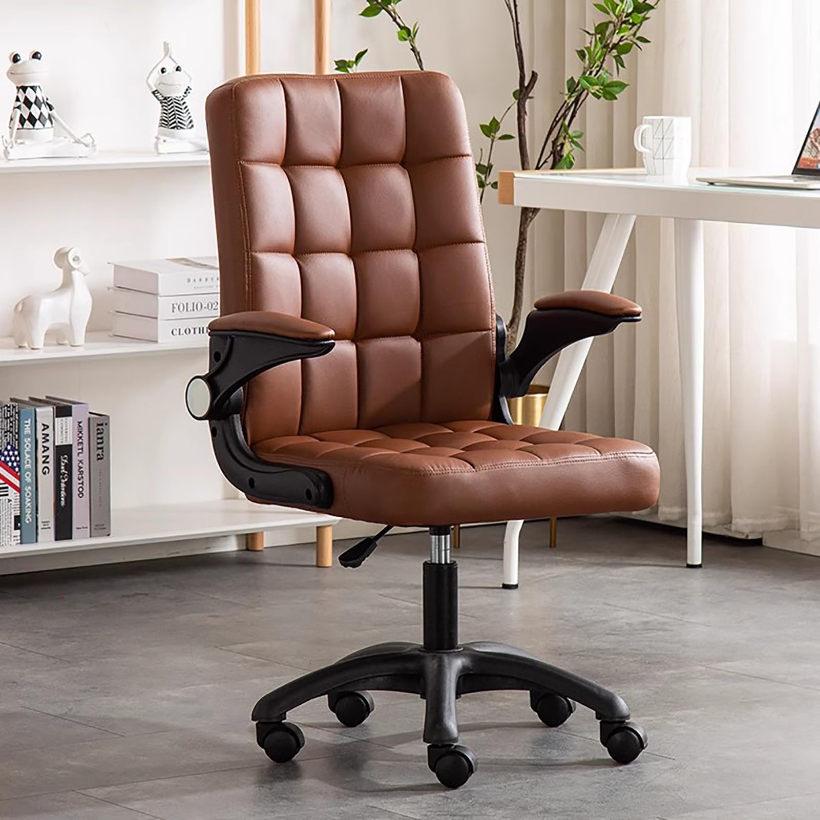Ergonomiczne krzesło biurowe z wysokim oparciem z podparciem lędźwiowym dla łagodzenia bólu pleców, nowoczesne obrotowe krzesło biurkowe z podłokietnikami dla kobiet