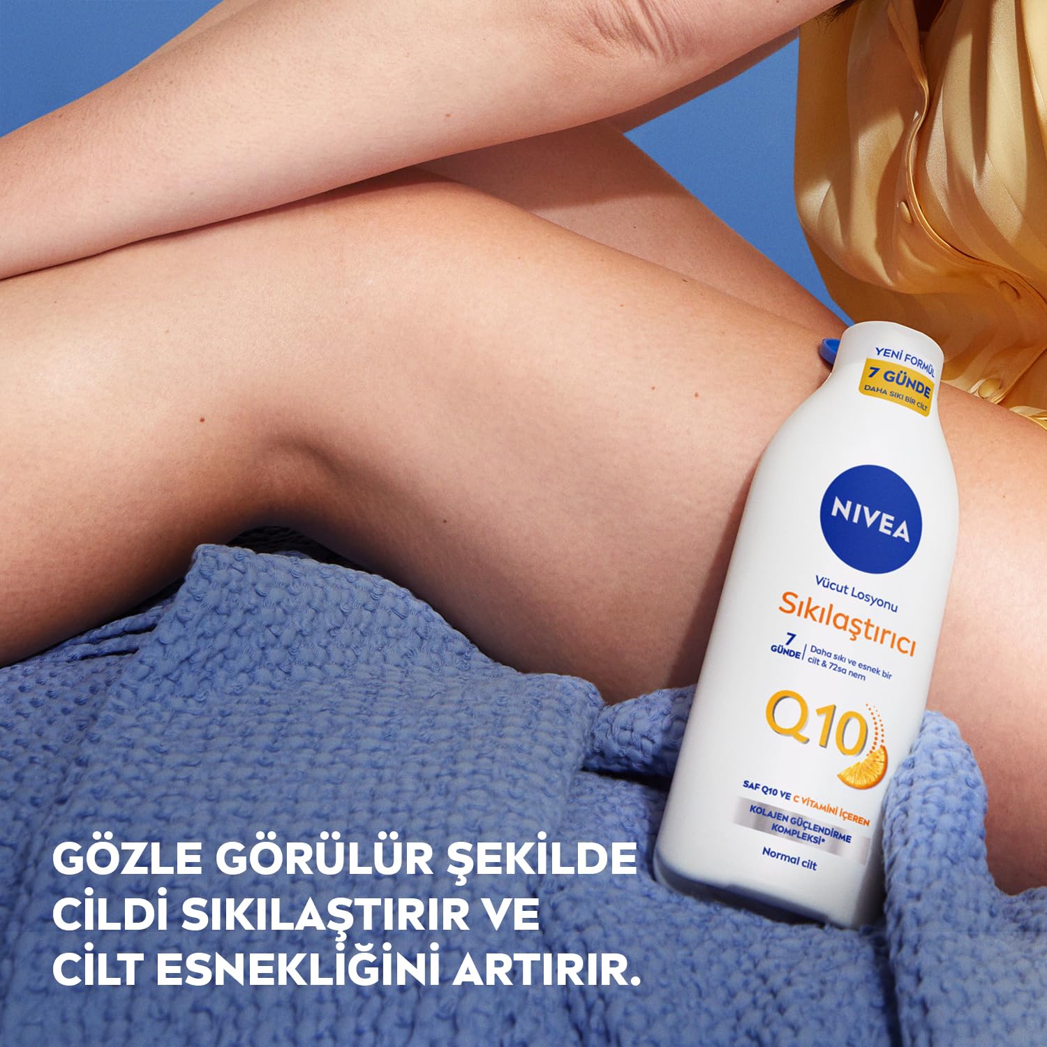 NIVEA Q10 Sıkılaştırıcı Vücut Losyonu 250 ml,72 Saat Nemlendirici,7 Günde Sıkılaşma,Esnek Cilt,C Vitamini,Kolajen,Normal Ciltler İçin + NIVEA Sıkılaştırıcı Vücut Sütü 400 ml