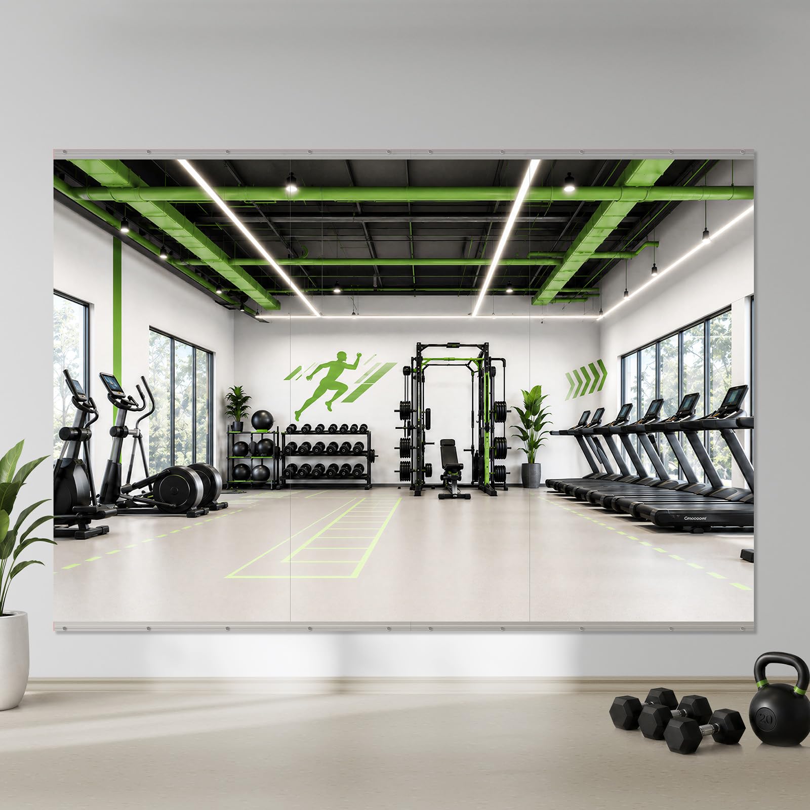 Photo 1 of WISSMIELS 60"x30" Frameless Gym Mirror (3 Pcs)