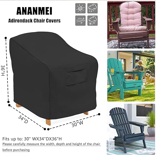 Miniatura 2 de Fundas para sillas Adirondack de patio, fundas resistentes para sillas de exterior, fundas impermeables para muebles de patio (paquete de 4, negro)