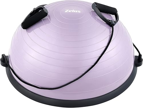 ZELUS Entrenador de pelota de equilibrio con bandas de resistencia y bomba de pie, pelota de yoga inflable para entrenamientos de gimnasio en casa,
