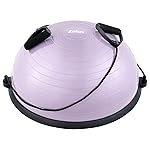 ZELUS Balance Ball Trainer with Resistance Bands & Foot Pump, 23 Inch Inflatable Yoga Half Ball for Home Gym Workouts, Core Strength Fitness and Balance Training - 330lb Weight Capacity (Lilac)