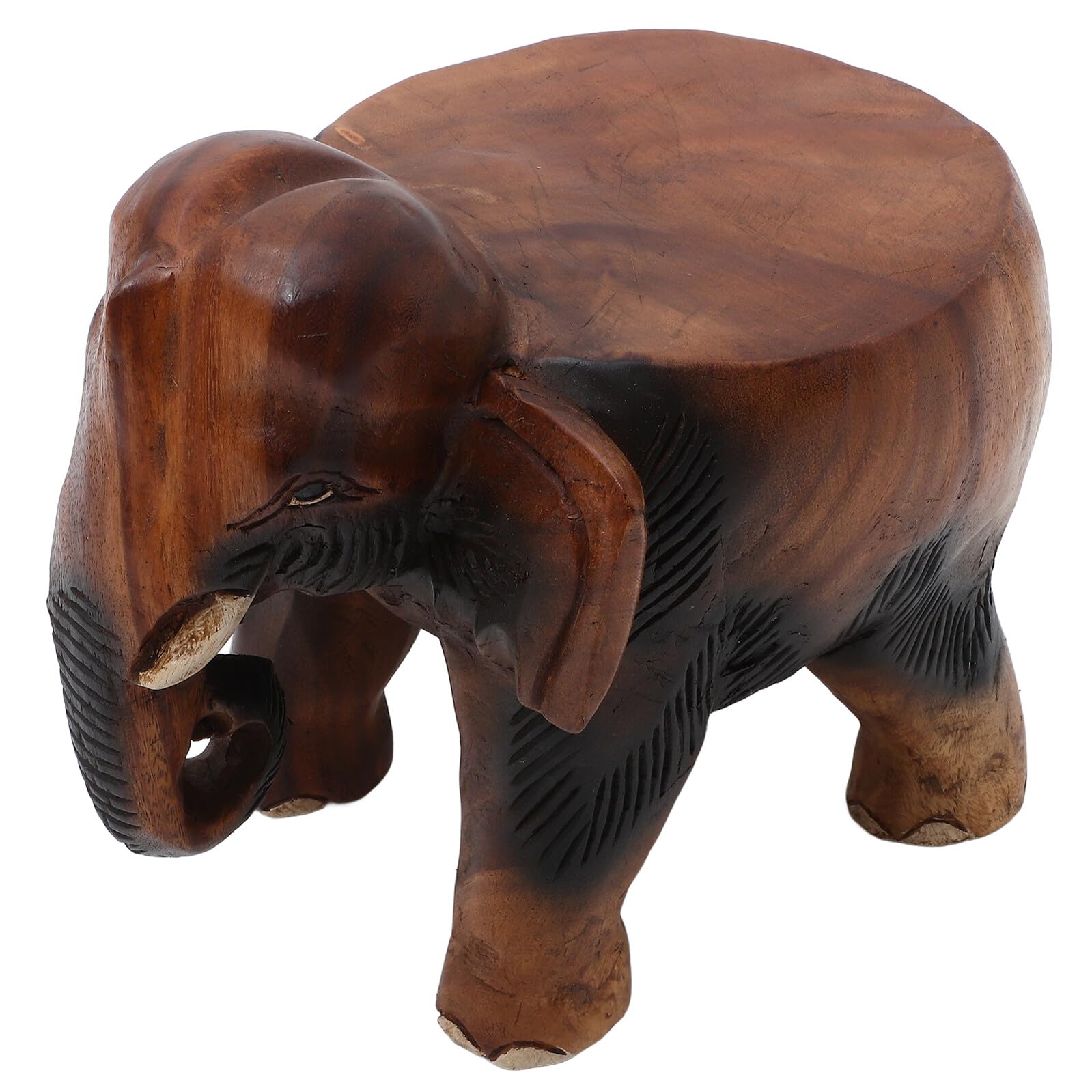 Repose-pieds éléphant en bois massif marron multifonction pour la maison
