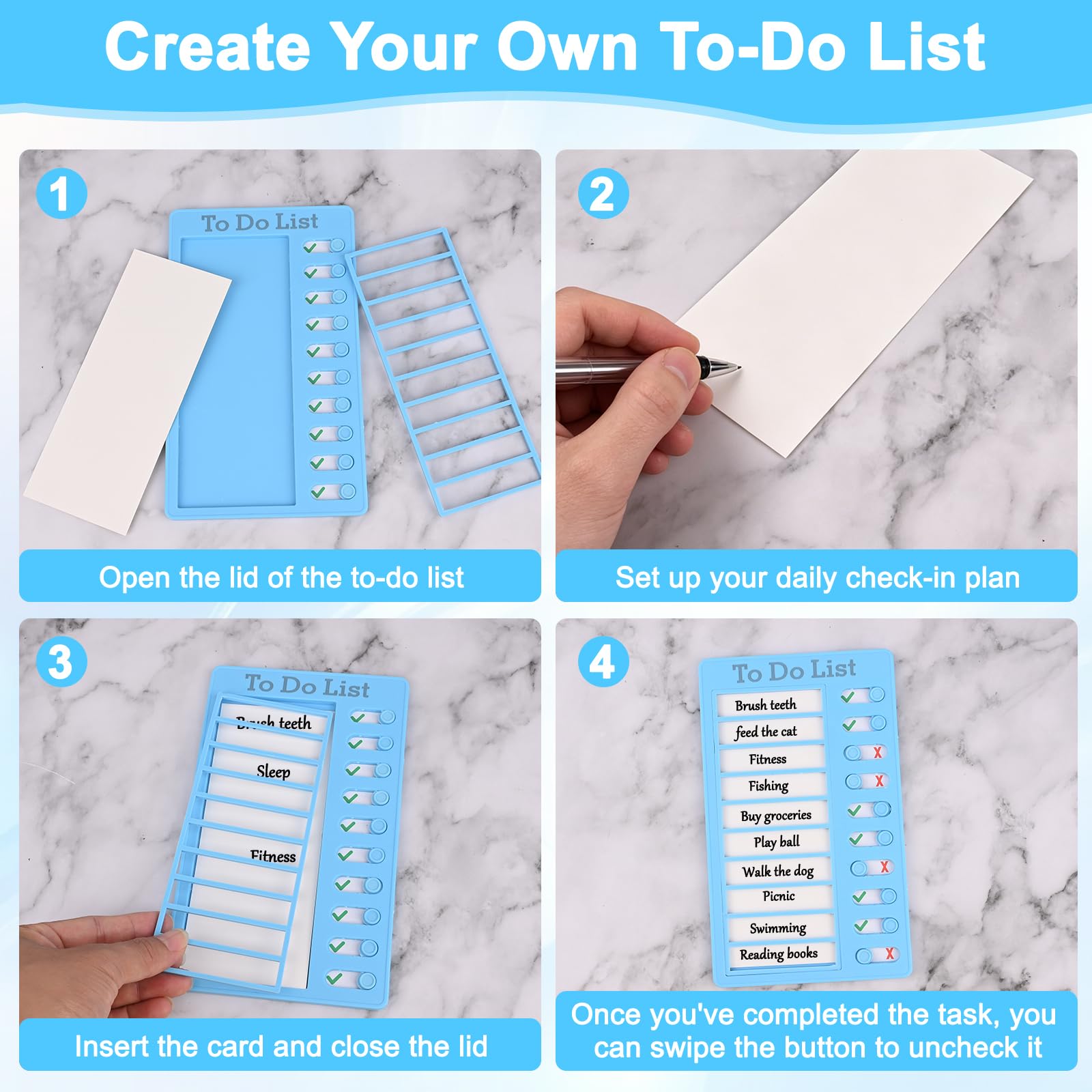 Tableau Routine Enfant 4 Pièces To Do List avec 30 Feuilles de Papier Vierge