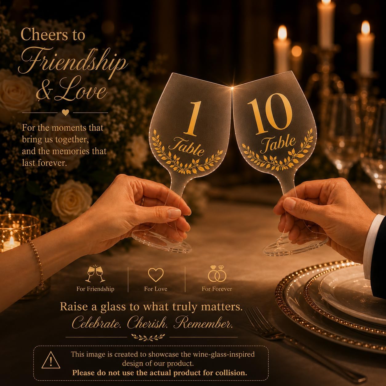 Numbers 1-10 Only Wedding Table Numbers, 8" x 4" Frosted Acrylic with Raised 3D Number Printing, Clear Acrylic Bases for Wedding Reception, Banquet & Bridal Shower