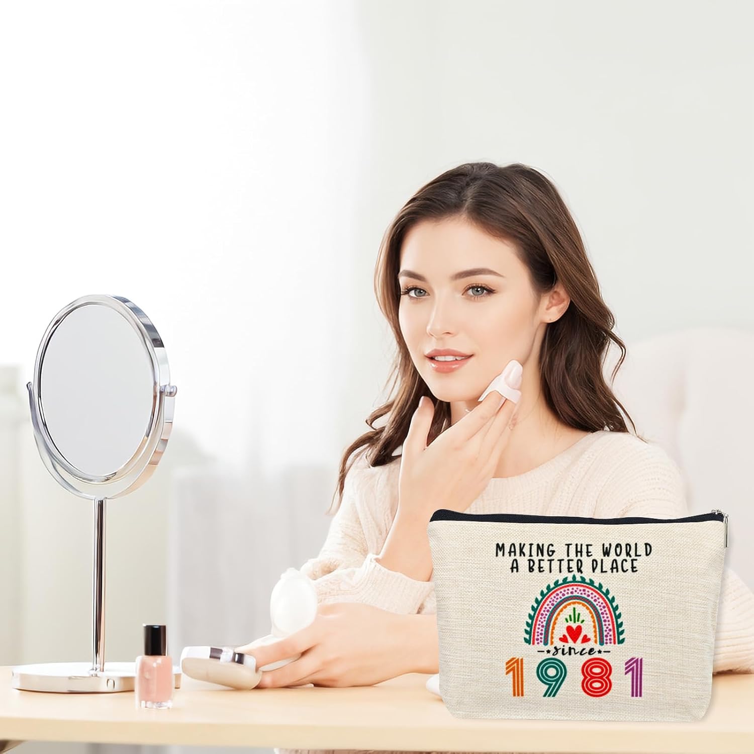 45th Birthday Gifts Women Makeup Bag, Happy 45th Birthday Decorations Woman, Best 45 Year Old Gifts Ideas for Her, Mom, Wife, Sister, Mothers Day, 1981 Anniversary Party Favors, Christmas - Image 5