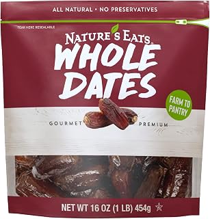 Nature’s Eats Whole Pitted Dates 16oz - California Grown, Non-GMO, Gluten-Free, Vegan Kosher Dried Fruit Snack, Natural Fiber Source