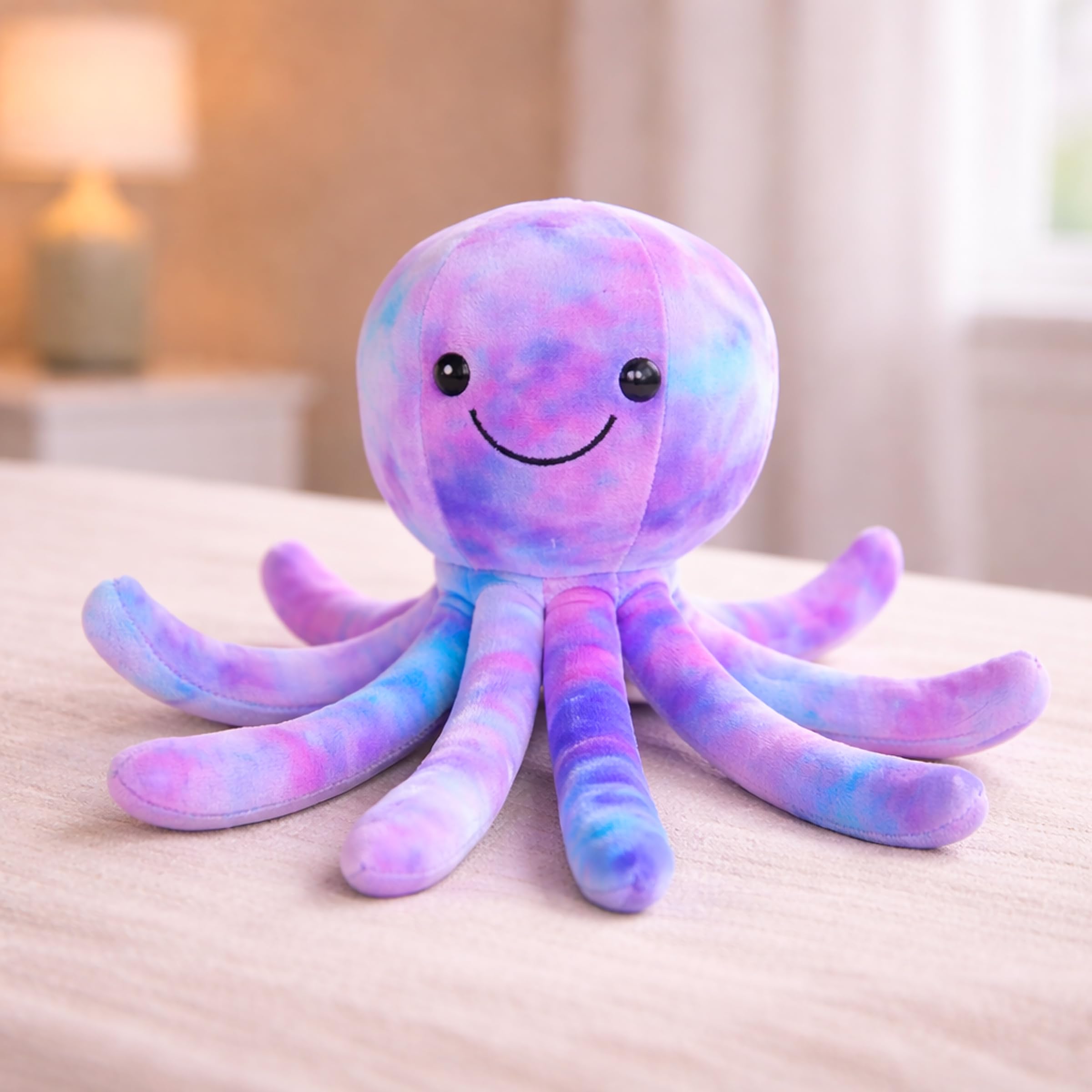 Toyshine 30cm Octopus Soft Toy | Cute Tie-Dye Plush Octopus with 8 Soft Arms | Ultra Soft Cuddle Toy for Kids Boys Girls Room Décor - Purple-image-20