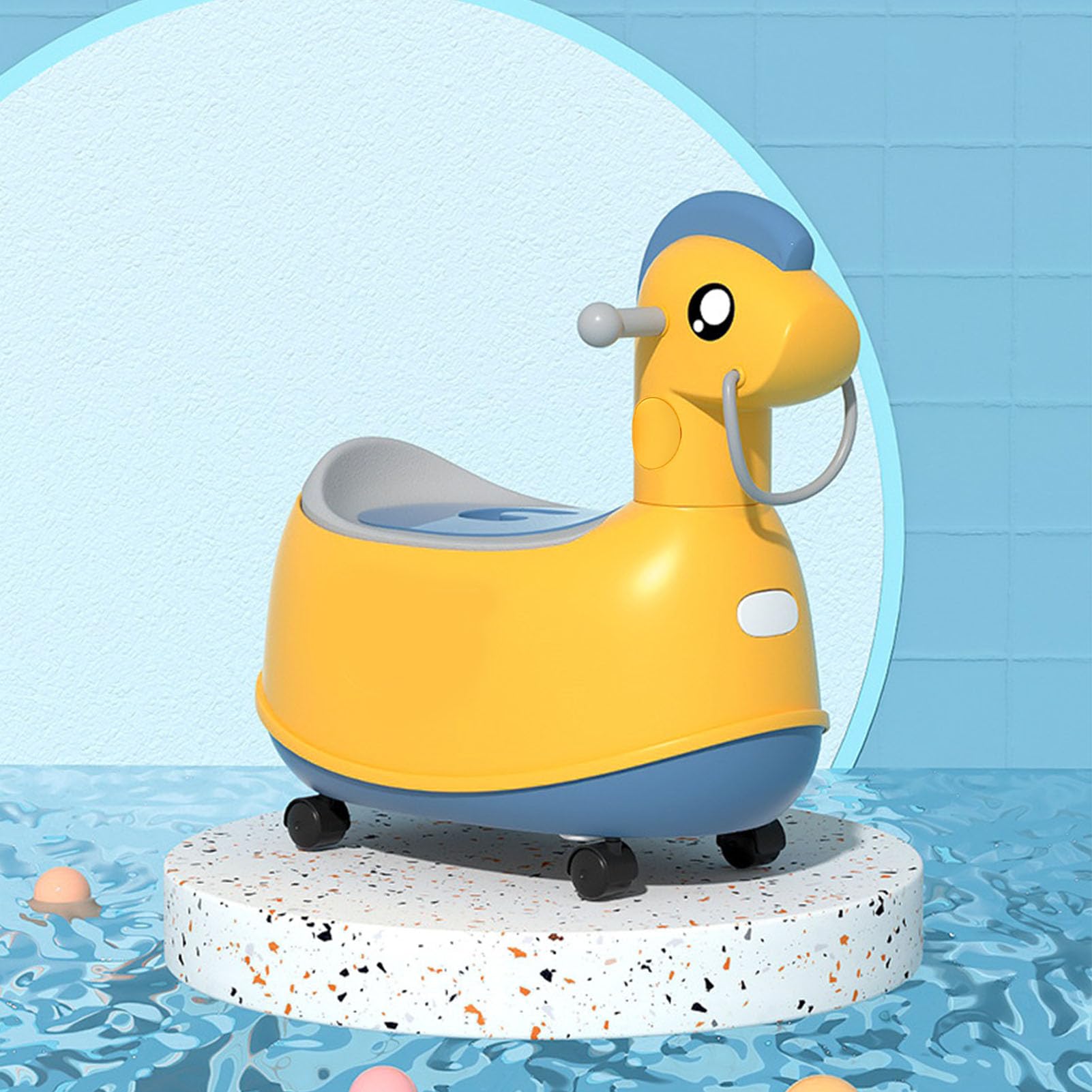 Cryfokt Inodoro para Niños, Orinal Portátil de Madera para Coche con Forma de Caballo, Inodoro de Entrenamiento para Niños, Diseño Adorable para Orinal de Viaje para Pequeños