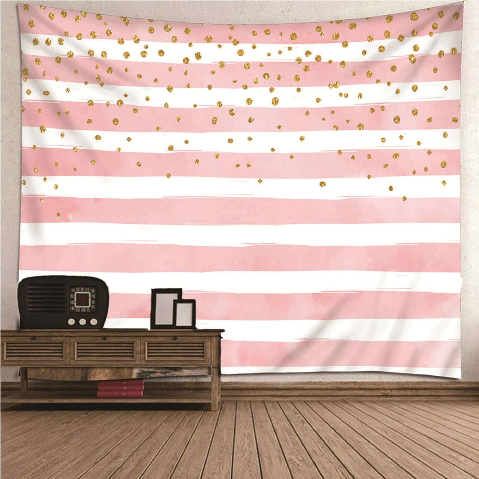 Ethereval Tapestry Hanging Kit Tapestries Trippy Cheap Stripes And Dots Huge For Bedroom Aesthetic Men White Pink Wall Hangings Fabric Decorations 260x240cm