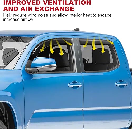 Miniatura 2 de ALAVENTE Deflectores de ventana laterales para Toyota Tacoma 2016-2022, protector de visera de lluvia de viento para Tacoma, paquete de 4
