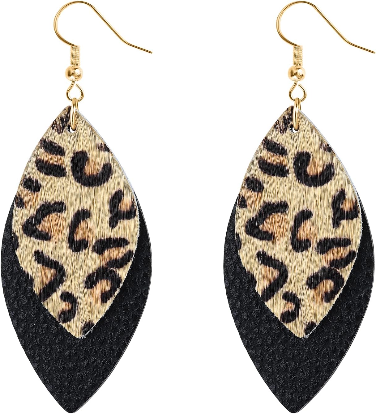 Leopard Print Earrings For Women, Soft Lightweight Cheetah Print Earring, Faux Leather Teardrop Earrings, Fashion Boho Fringed Statement Earring for Cosplay Party Costume Accessories