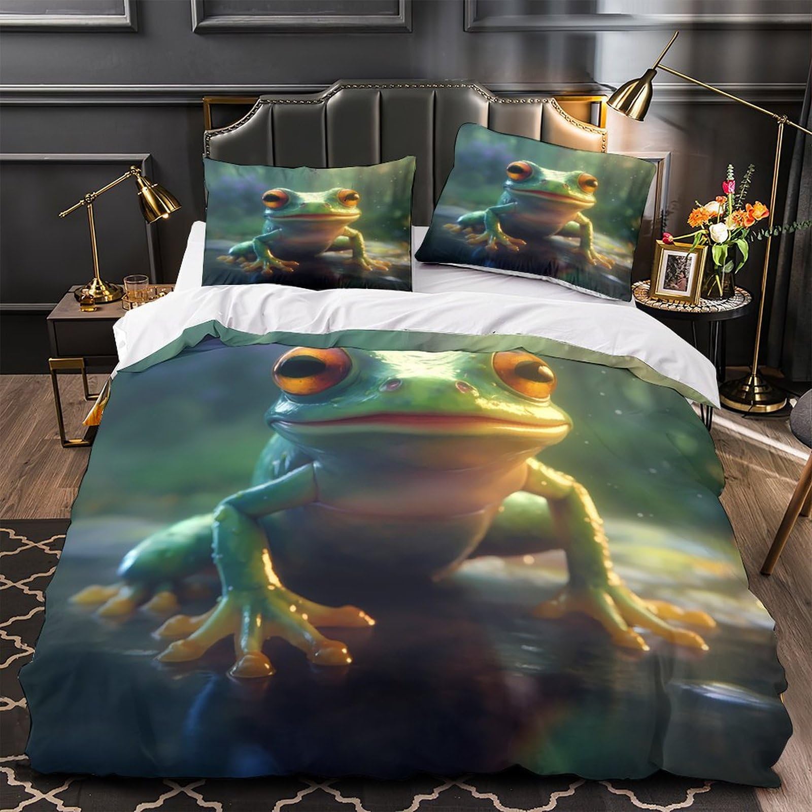 Parure de lit caneton 3D : housse microfibre respirante Super King pour fille