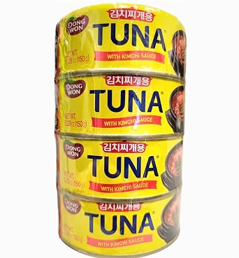 Dongwon Korean Tuna with Kimchi Sauce 4 Pack, Total of 21.16oz