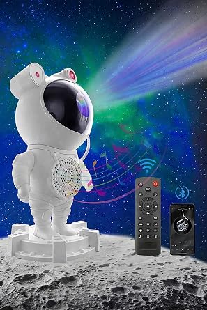 Astronot Star Galaxy Projektör Gece Lambası Bluetooth Hoparlör Uzay Galaksi Yıldız Animasyon Kumandalı [Enerji Sınıfı A]