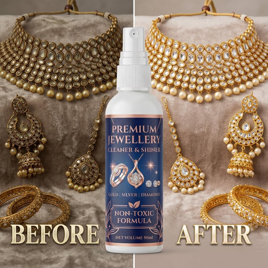 Jewellery Cleaner & Shiner - Gentle, Non-Toxic Formula to Instantly Restore Shine to Gold, Silver & Diamond Jewellery (50ml) (Pack Of 5)