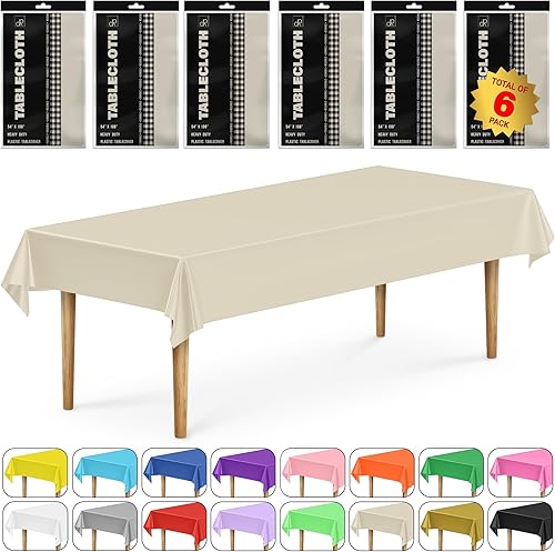 Miniatura 44 de DecorRack 2 manteles rectangulares de plástico sin BPA, 54 x 108 pulgadas, manteles rectangulares para mesa de comedor, fiestas, pícnic, campamento