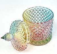 Vista 10 de Colorful Crystal Glass Candy Snack Barrel Storage Jar Embossed Luxury Cookie Buffet Canister With Lids Jewelry Box Jar Biscuit Containers