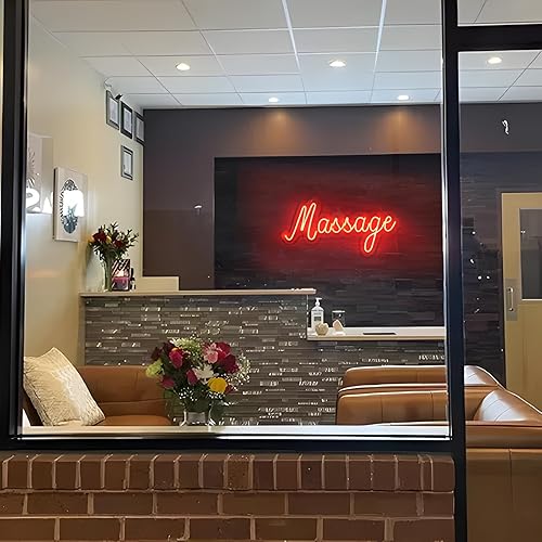 Miniatura 7 de KANAYA Letrero de neón de masaje de 23 pulgadas, letrero de luz LED de neón rojo para terapia de masaje, letrero de negocios de masaje regulable,