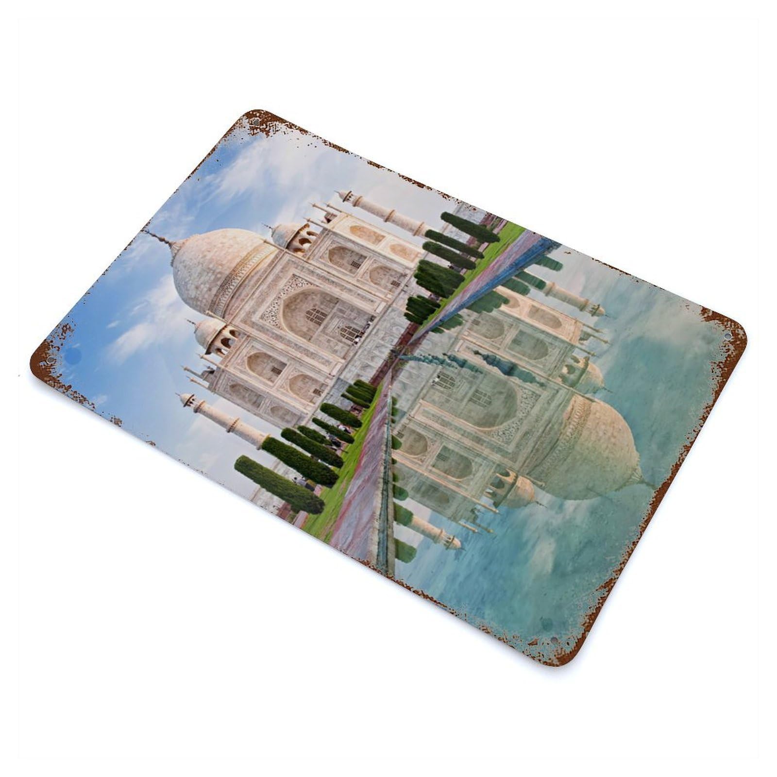 Taj Mahal Vintage Rust Metal Sign 11.8"x7.9", Shabby Chic Decor for Garage, Pub Or Kitchen