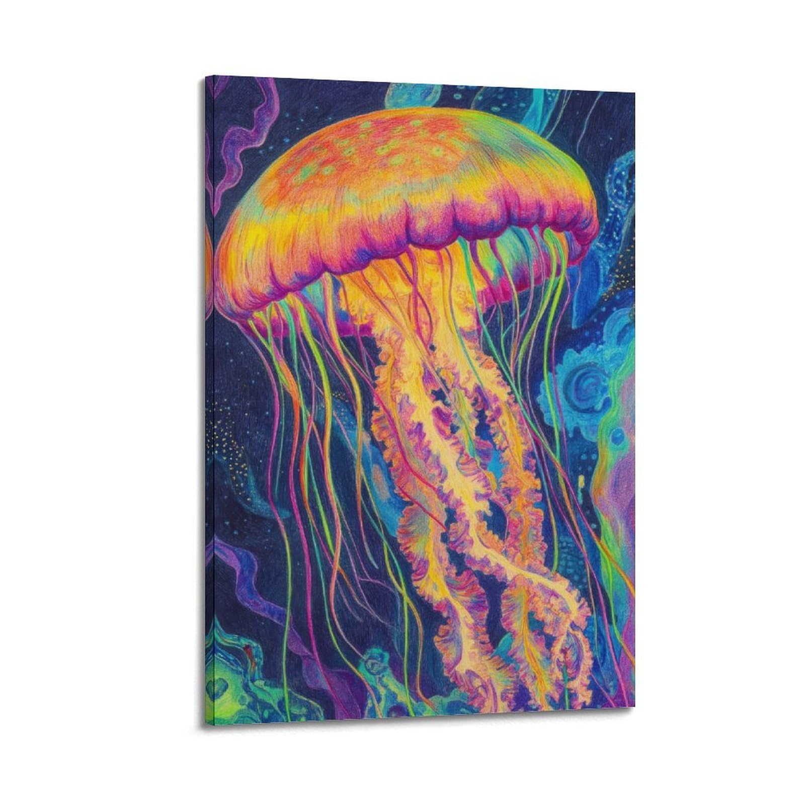 WPHSFX Marine Animal Poster Vibrant Orange Jellyfish Splendor Poster Decorative Painting Canvas Wall Posters And Art Picture Print Modern Family Bedroom Decor Posters 20x30inch(50x75cm)