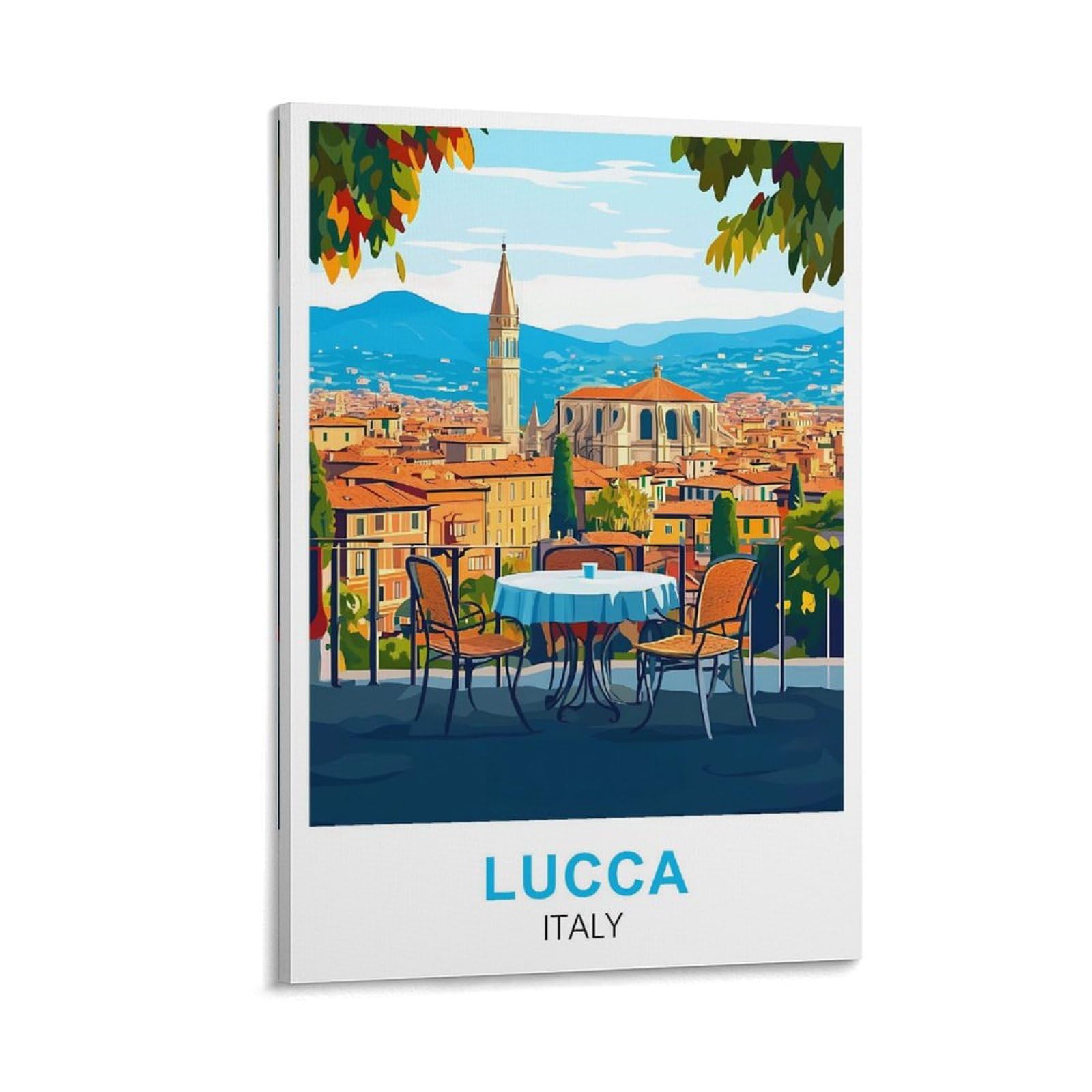 Wgmdoee Frame-Style Lucca Italy Vintage Travel Poster 08X12inch(20X30cm) Canvas Poster Living Room Wall Art Home Decor