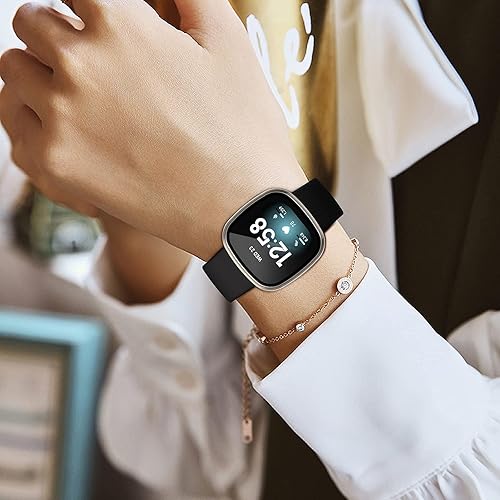 Miniatura 7 de NANW Paquete de 4 protectores de pantalla de policarbonato duro compatibles con Fitbit Versa 3Sense, funda integrada de vidrio templado 9H,