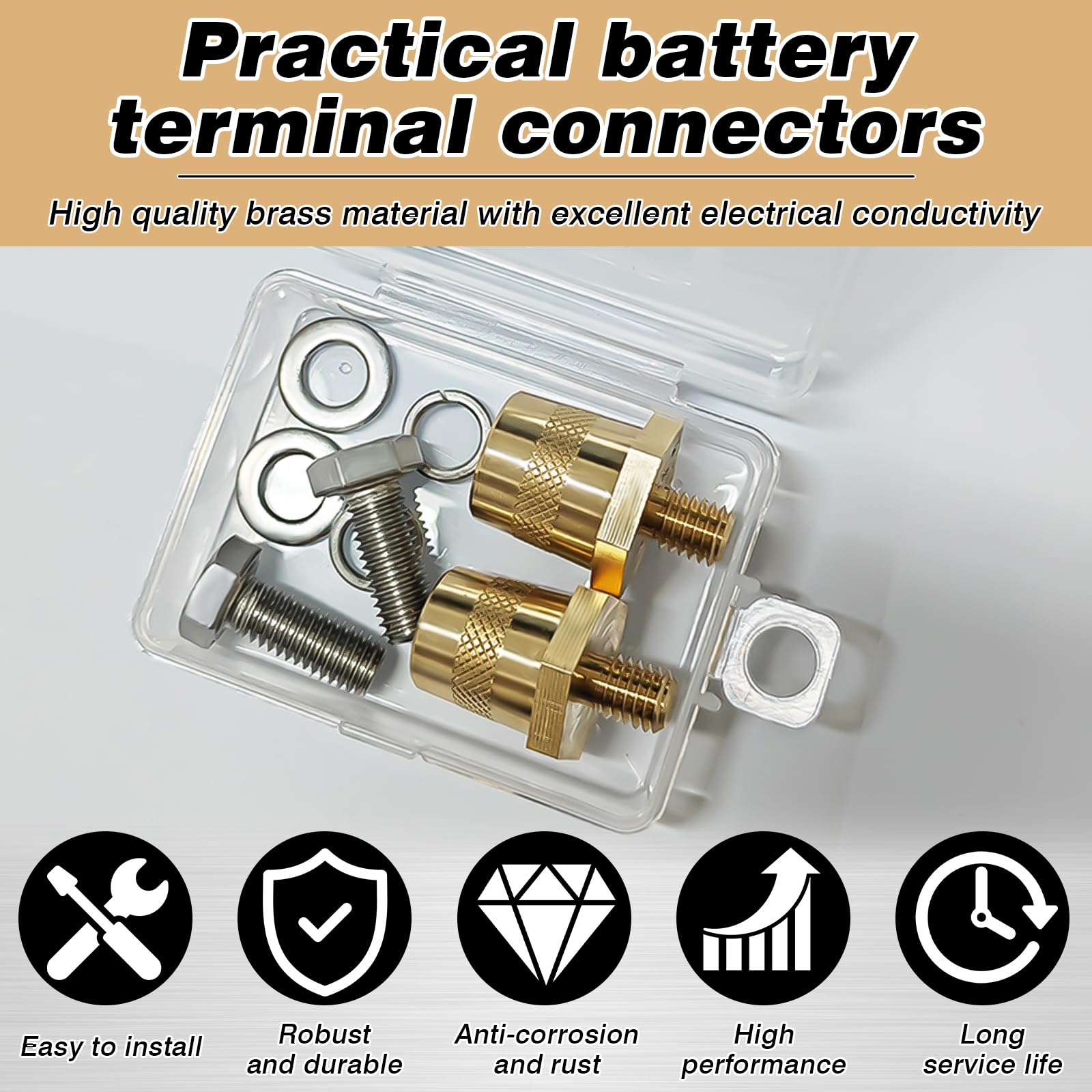 2 Pezzi Adattatori Poli Batteria Auto M8 - Set Completo Con Viti E Rondelle In Acciaio Inox - Foto 10