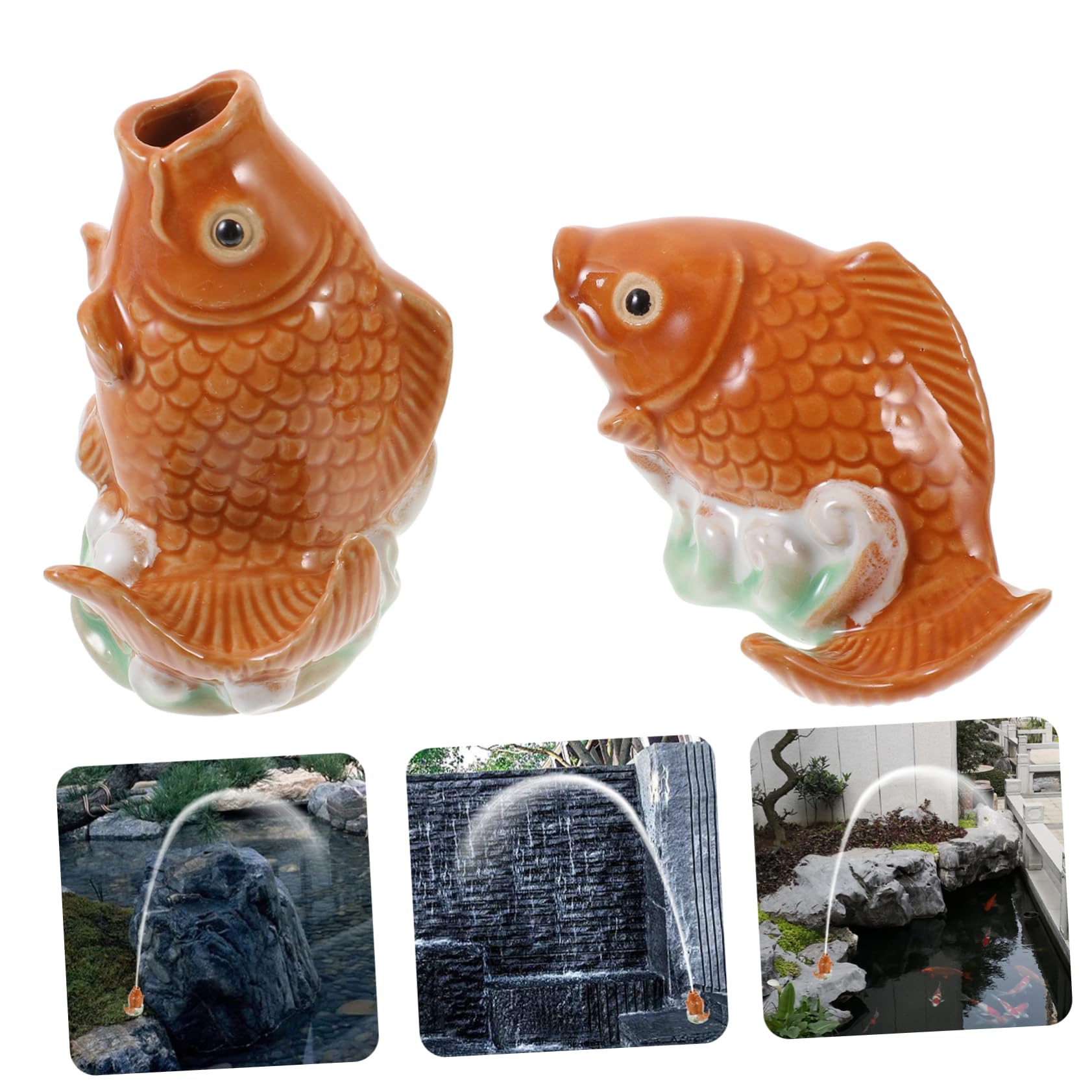 Toddmomy Outdoor Water Fountains Garden Accessory Replacement Nozzle Carp Sculpture Decor Ceramic Pond Fountain Nozzle