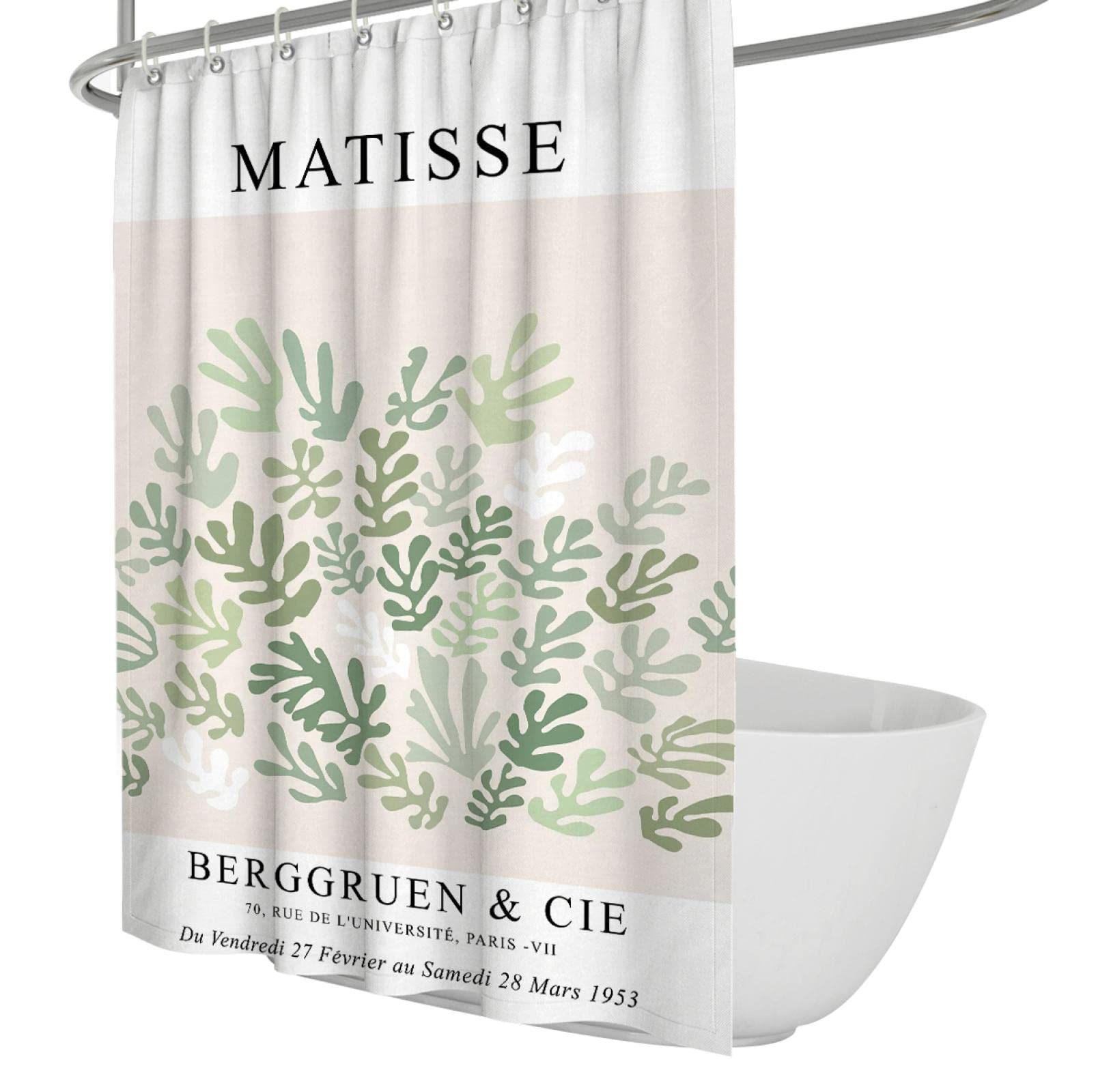 Landersion Boys Green Henri Matisse Shower Curtain For 'S Bathtub Decor Series Shower Curtain Liner Winter Bathroom Decor Extra Long Waterproof W100 X L180cm