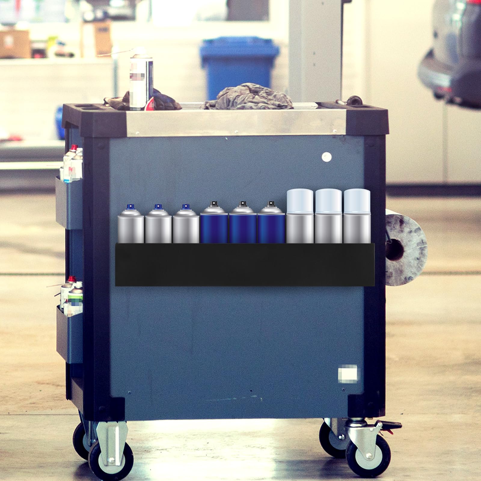 Gisafai 2 soportes magnéticos para latas de aerosol, caja de herramientas magnéticas, soporte para botellas, fácil de instalar, organizador de botellas montado en la pared para garaje (24.02 x 3.15 x