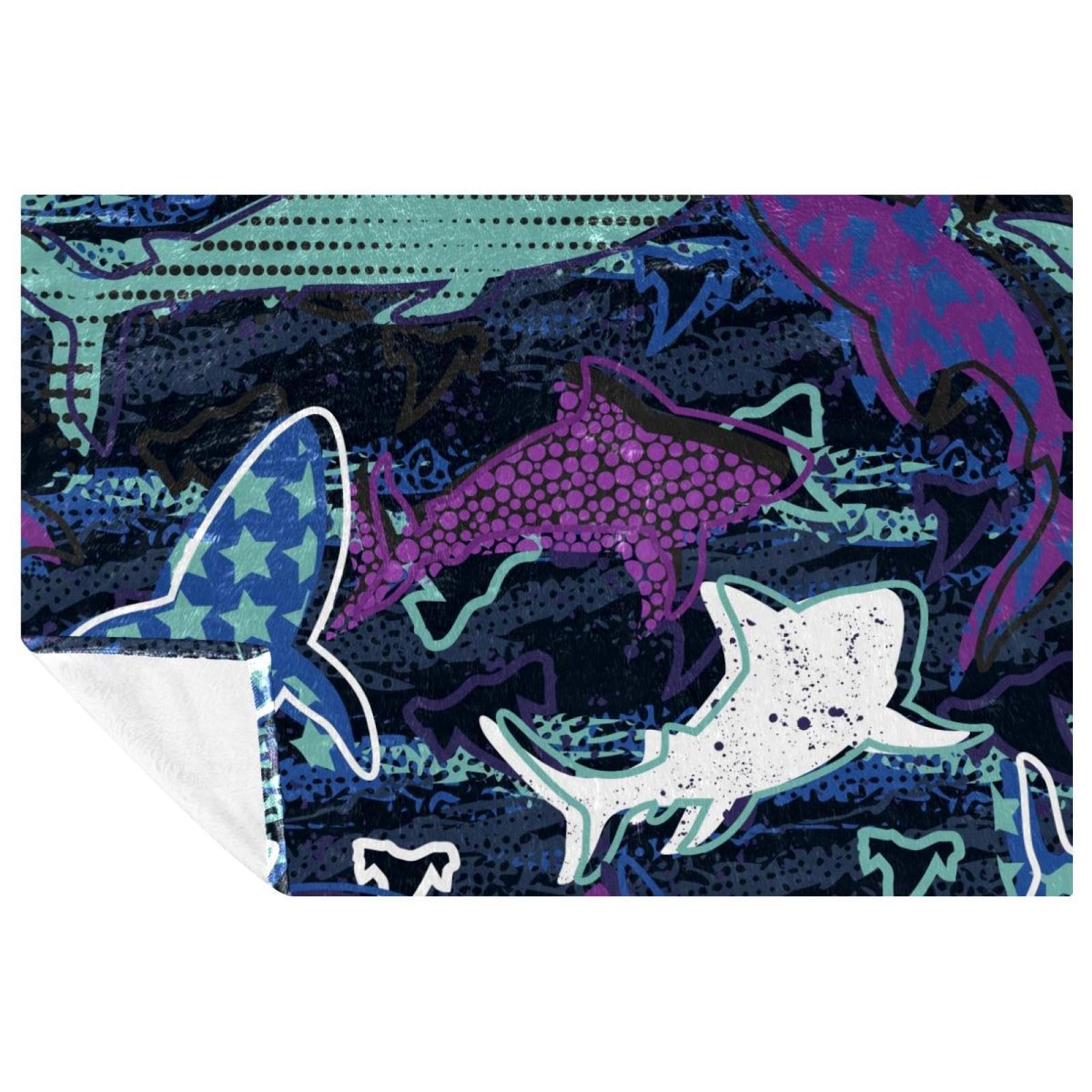 Plaid requin abstrait doux et chaud couverture de lit 150x100 cm