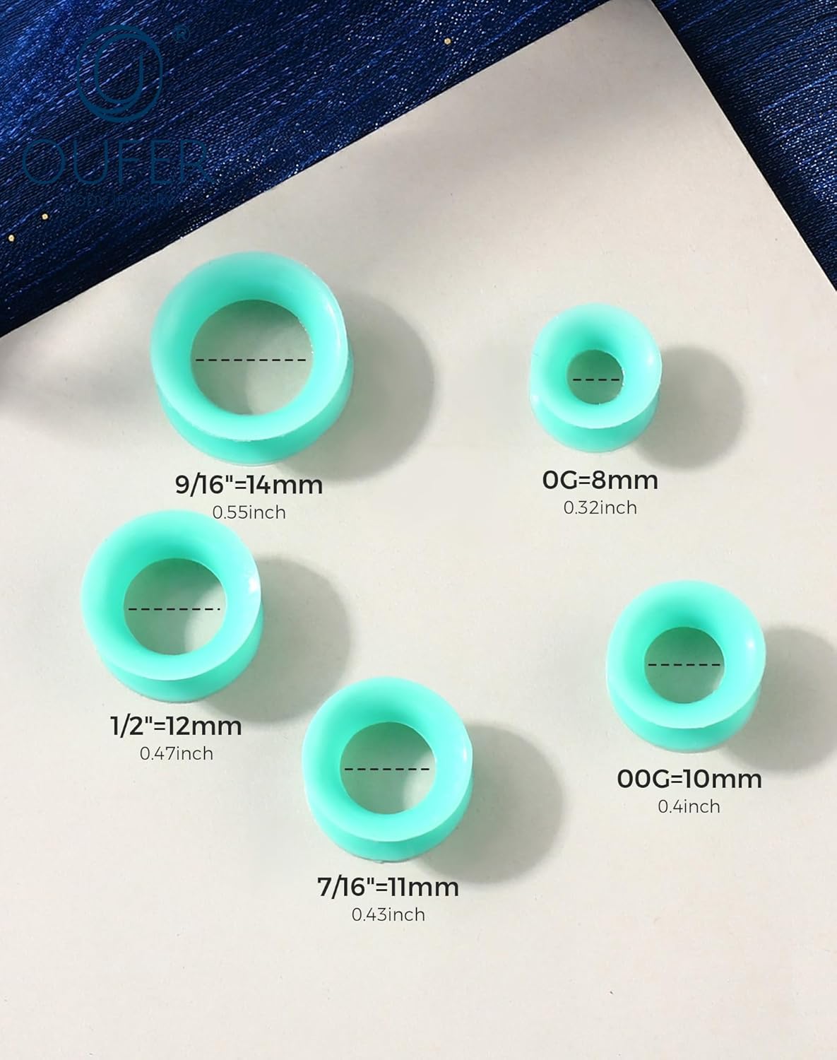 OUFER 12PCS Silicone Tunnels, Double Flared Gauges for Ears, Flexible Ear Tunnels Plugs, Stretchers Expander Flesh Ear Piercing Jewelry for Women Men-0g-9/16'' - Image 7