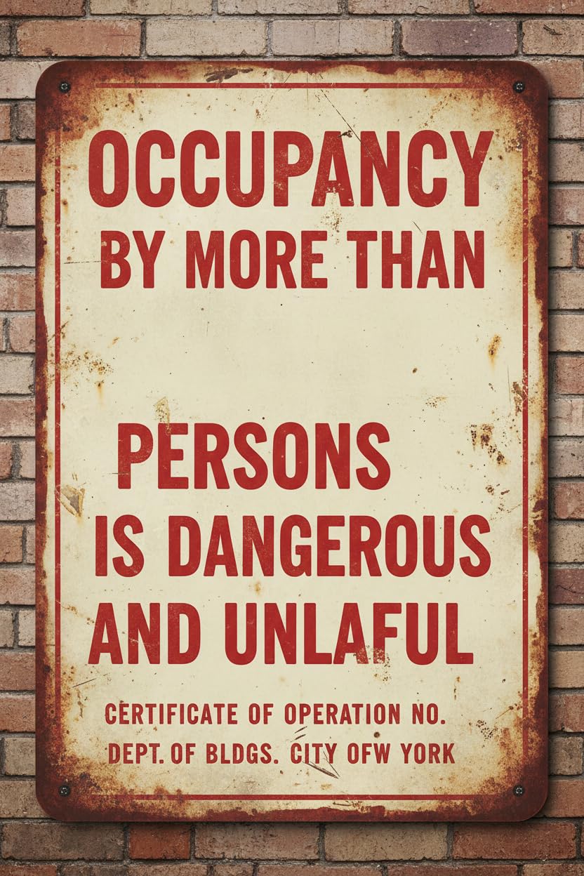 Wall Decor Maximum Occupancy/capacity Sign For New York - Building/office Metal Sign 8x12Inch Clear Signage For S, Fences Vintage Signs Aluminum Plates Printed