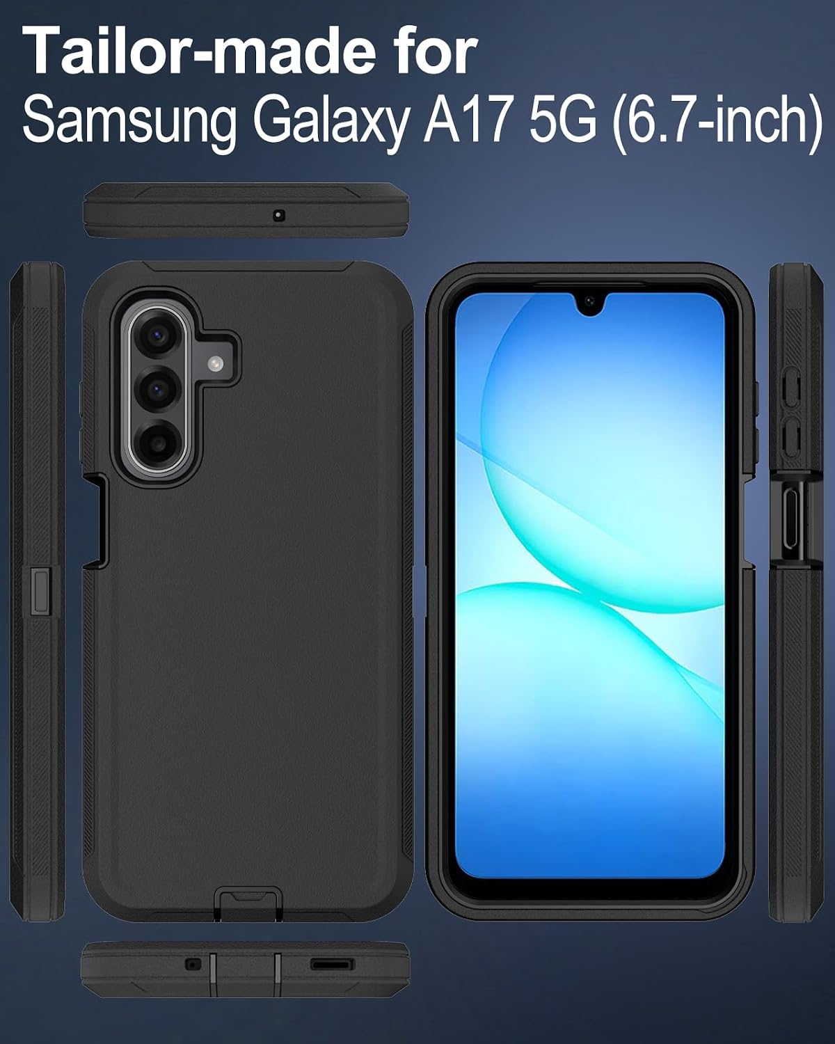for Samsung Galaxy A17 5G Case with Charging Port Cover, Black image 2