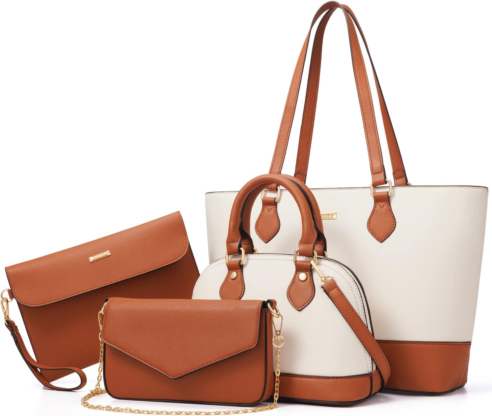 4-Piece Purses for Women, Tote Bag, Crossbody Bag and Wallet