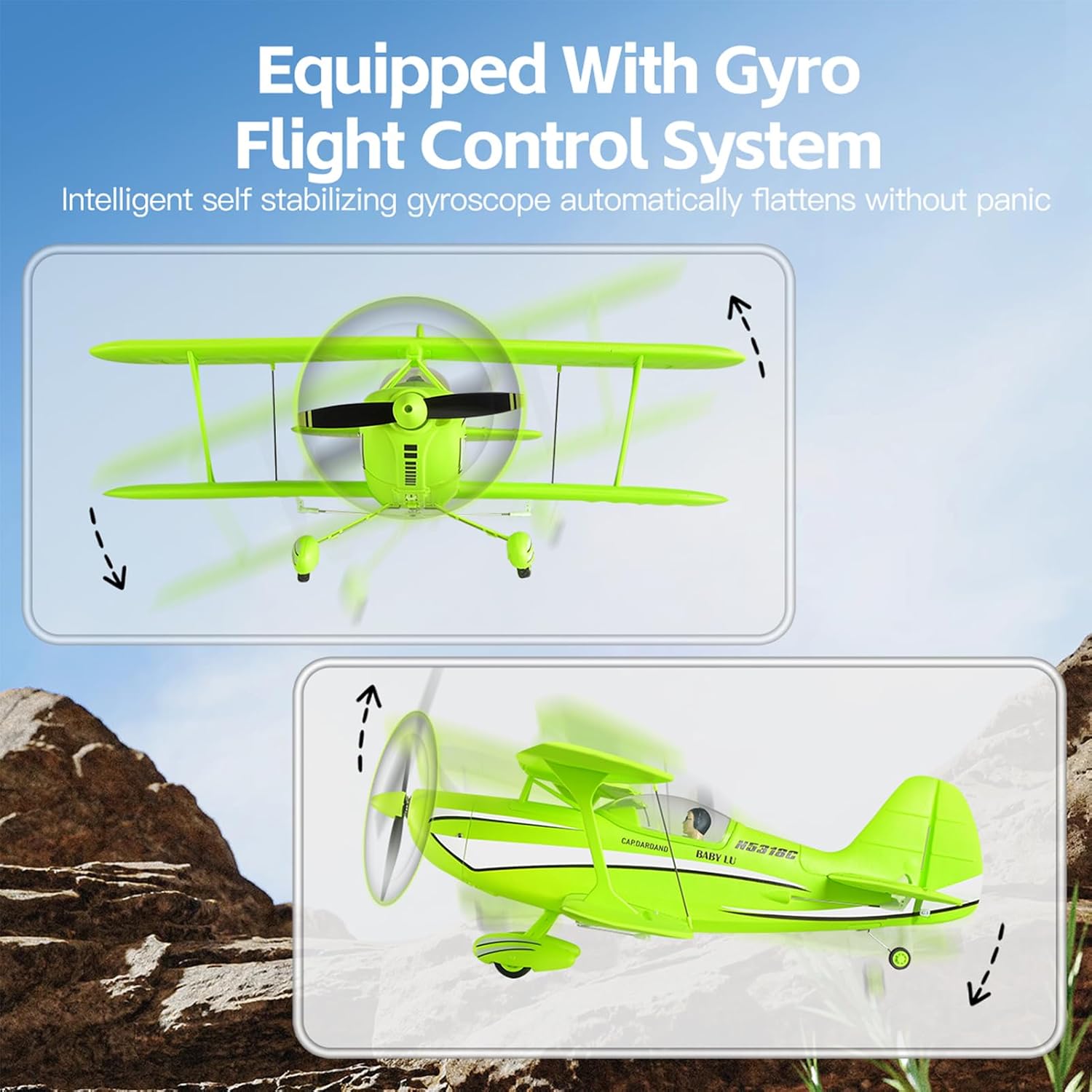 RC Airplane, 4CH RC EPP Foam Fixed Wing Plane Glider for Beginners Adults, 1504 Brushless Motor, 6 Axis Gyro Remote Control Aircraft Model 2 Flight Modes Dual Battery