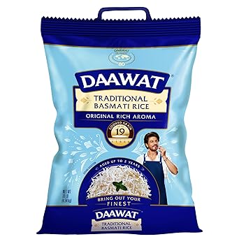 Daawat Traditional Basmati White Rice - Authentic Extra Long Grain Basmati Rice - 10 lb Bag - Great for Curries, Pilafs & Indian Recipes - Cook in Microwave or on Stove Top